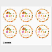 Herfst Pumpkin Baby shower Uitnodiging Ronde Sticker (Vel)