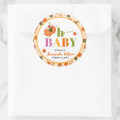 Herfst Pumpkin Baby shower Uitnodiging Ronde Sticker (Tas)