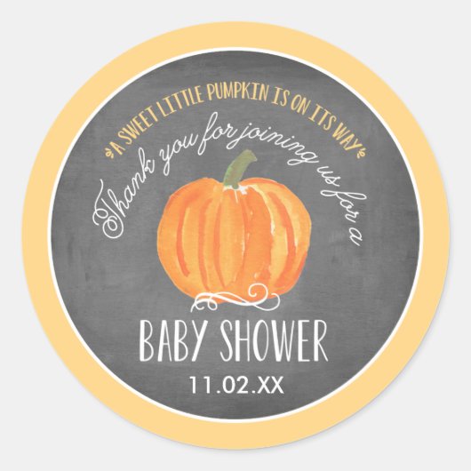 Herfst Pumpkin | Baby shower voor etiketteringstic Ronde Sticker (Voorkant)