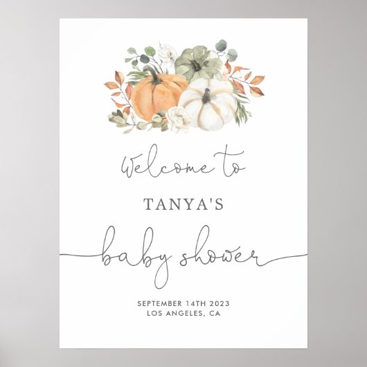 Herfst Pumpkin Baby shower Welkom Poster (Voorkant)