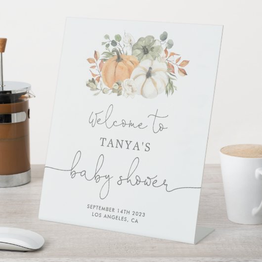 Herfst Pumpkin Baby shower Welkomstbord Reclamebord Met Voetstuk (Insitu)