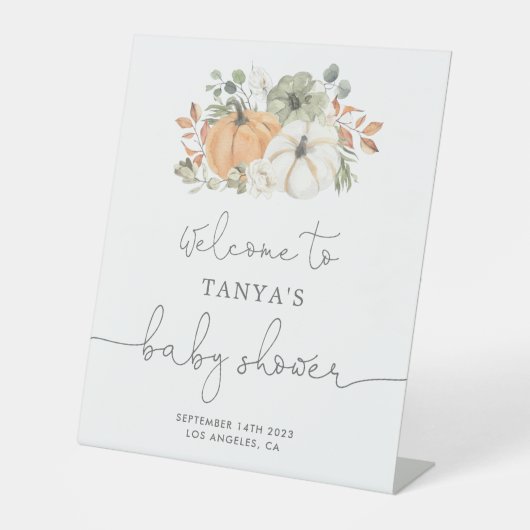Herfst Pumpkin Baby shower Welkomstbord Reclamebord Met Voetstuk (Voorkant)