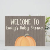 Herfst Pumpkin Baby shower Welkomstteken Kaart (Staand voorkant)