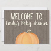 Herfst Pumpkin Baby shower Welkomstteken Kaart (Voorkant)