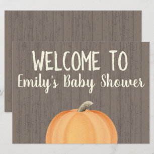 Herfst Pumpkin Baby shower Welkomstteken Kaart