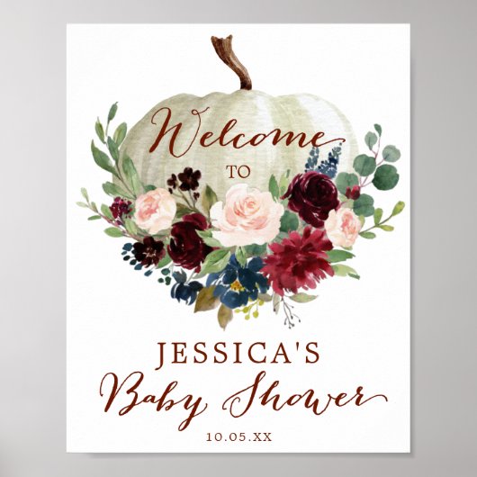 Herfst Pumpkin Baby shower Welkomstteken Poster (Voorkant)