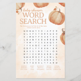 Herfst Pumpkin Baby shower Word Search Game