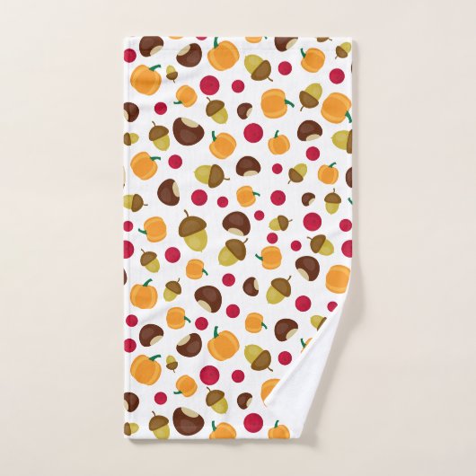 Herfst Pumpkin Berries Chestnut Acorn Pattern Bad Handdoek (Handdoek)