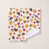 Herfst Pumpkin Berries Chestnut Acorn Pattern Bad Handdoek (Wasdoekje)