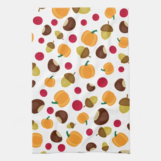 Herfst Pumpkin Berries Pattern Theedoek (Verticaal)
