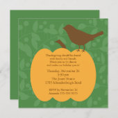 Herfst Pumpkin & Bird Thanksgiving Invitation Kaart (Voorkant / Achterkant)