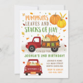 Herfst Pumpkin Birthday Invitation Boy Kaart (Voorkant)