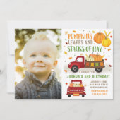 Herfst Pumpkin Birthday Invitation Boy Kaart (Voorkant)