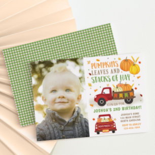 Herfst Pumpkin Birthday Invitation Boy Kaart