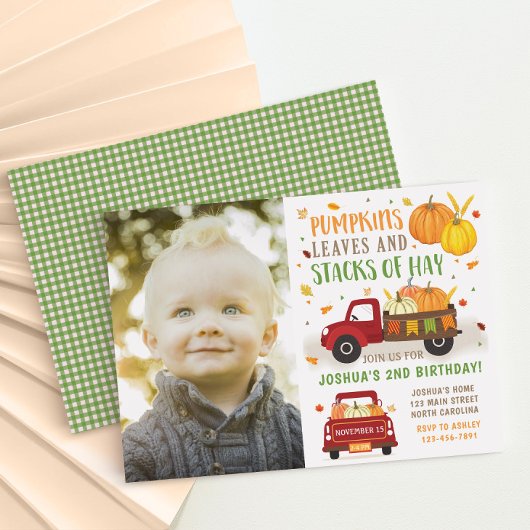 Herfst Pumpkin Birthday Invitation Boy Kaart