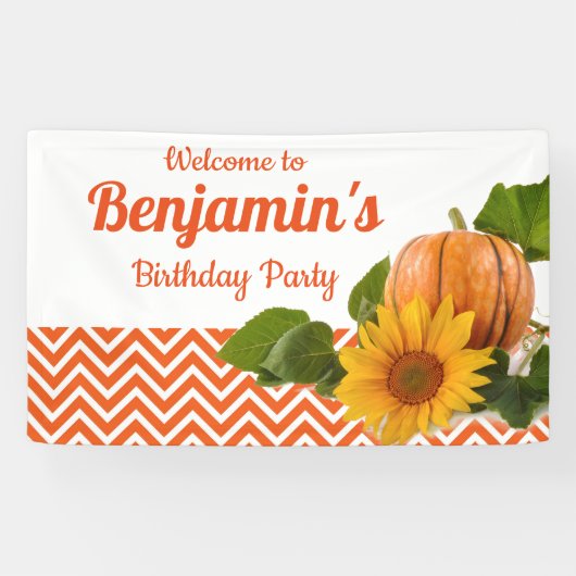 Herfst Pumpkin Birthday Spandoek (Horizontaal)