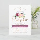 Herfst Pumpkin Birthday Uitnodiging Aangepast tijd (Staand voorkant)