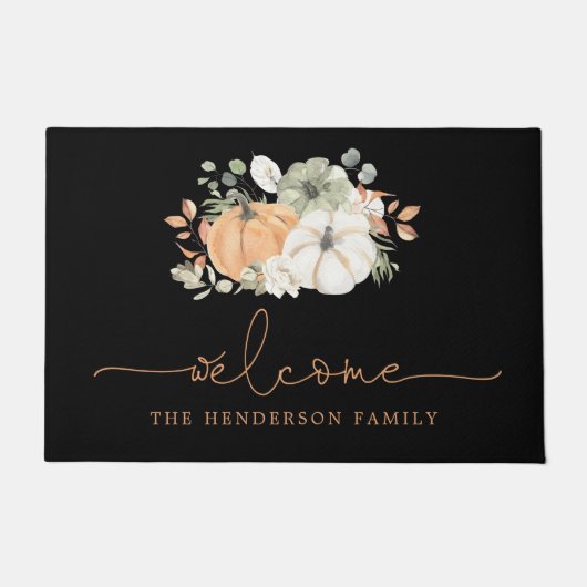 Herfst Pumpkin Black Welkomstgezin Doormat Deurmat (Voorkant)