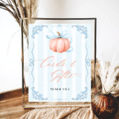 Herfst Pumpkin Blue Bow Kaarten en geschenken Poster