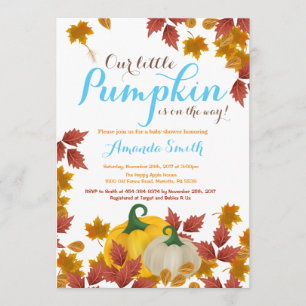 Herfst Pumpkin Blue Boy Baby shower uitnodiging