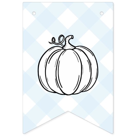 Herfst Pumpkin Blue Gingham Baby shower Bunting Fl Vlaggetjes (Tweede vlag)