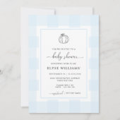 Herfst Pumpkin Blue Gingham Baby shower Uitnodigin Kaart (Voorkant)