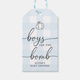 Herfst Pumpkin Blue Gingham Bath Bomb Favor Tag Cadeaulabel