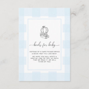 Herfst Pumpkin Blue Gingham Books Request Card Informatiekaartje