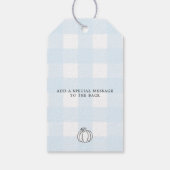 Herfst Pumpkin Blue Gingham Hartelijk dank voor de Cadeaulabel (Achterkant)