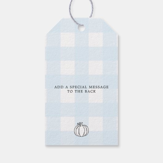 Herfst Pumpkin Blue Gingham Hartelijk dank voor de Cadeaulabel (Achterkant)