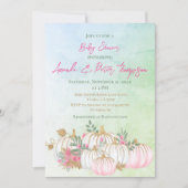 Herfst Pumpkin Blush Pink Gold Green Baby shower Kaart (Voorkant)