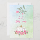 Herfst Pumpkin Blush Pink Gold Green Baby shower Kaart (Achterkant)