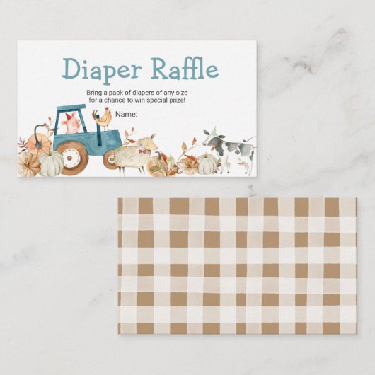 Herfst Pumpkin Boerderij Animal Tractor Diaper Raf Informatiekaartje (Voorkant / Achterkant)