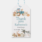 Herfst Pumpkin Boerderij Animal Tractor Floral Har Cadeaulabel (Voorkant)