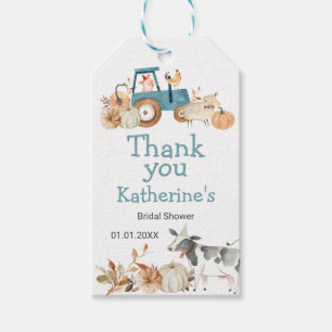 Herfst Pumpkin Boerderij Animal Tractor Floral Har Cadeaulabel