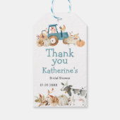 Herfst Pumpkin Boerderij Animal Tractor Floral Har Cadeaulabel (Achterkant)