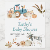 Herfst Pumpkin Boerderij Animal Tractor Floral Wijn Etiket (Enkel label)