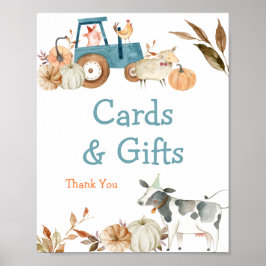 Herfst Pumpkin Boerderij Animal Tractor Waterverf  Poster