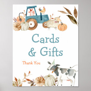 Herfst Pumpkin Boerderij Animal Tractor Waterverf Poster