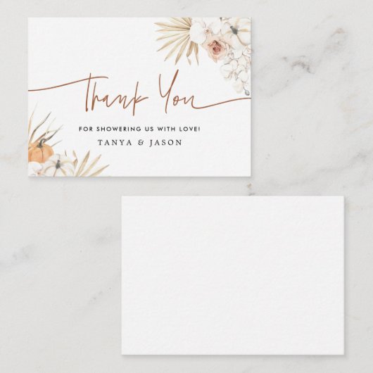 Herfst Pumpkin Boho Baby shower Hartelijk dank Notitiekaartje (Voorkant / Achterkant)