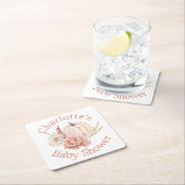 Herfst Pumpkin Boho Floral Baby shower Kartonnen Onderzetters (Insitu)