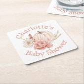 Herfst Pumpkin Boho Floral Baby shower Kartonnen Onderzetters (Schuin)