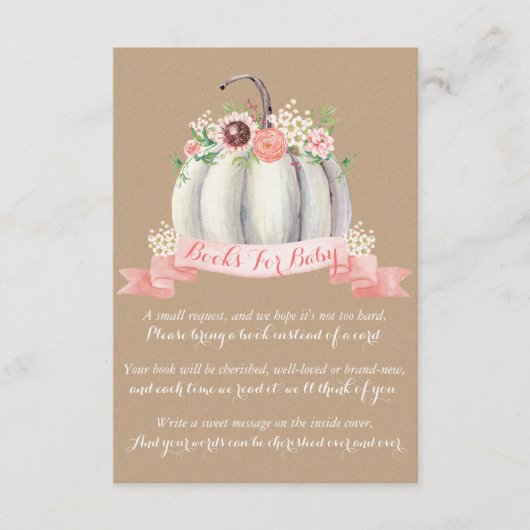Herfst Pumpkin Book Request Kaart, Books for Baby Informatiekaartje (Voorkant)