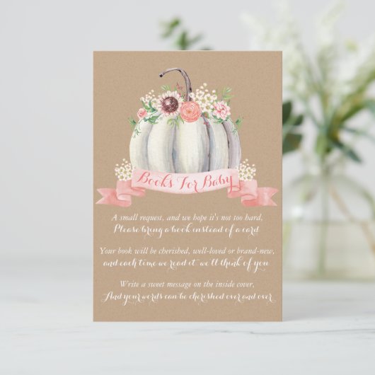 Herfst Pumpkin Book Request Kaart, Books for Baby Informatiekaartje (Staand voorkant)