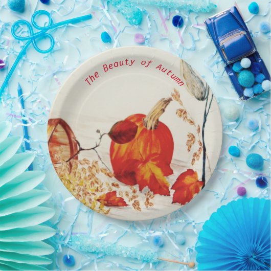 Herfst Pumpkin-Bord nog leven ~ Papier Papieren Bordje (Feest)