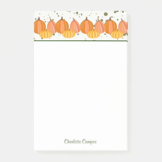 Herfst Pumpkin Border - Gepersonaliseerd Post-it® Notes (Voorkant)