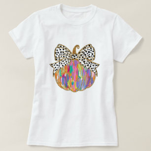 Herfst Pumpkin Bow Glitter Vrouwen T-shirt