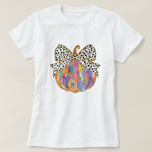 Herfst Pumpkin Bow Glitter Vrouwen T-shirt (Design voorkant)