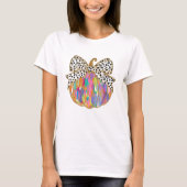 Herfst Pumpkin Bow Glitter Vrouwen T-shirt (Voorkant)