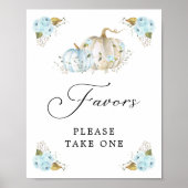 Herfst Pumpkin Boy Baby shower Favors Sign. Poster (Voorkant)